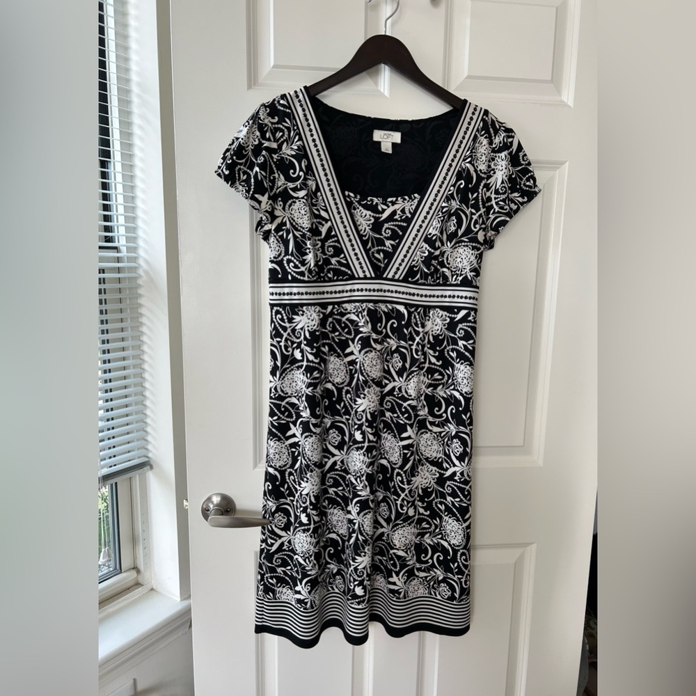 LOFT Black & White Patterned Dress